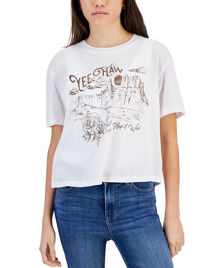 

Укороченная футболка с рисунком Yee-Haw Desert Rebellious One, белый