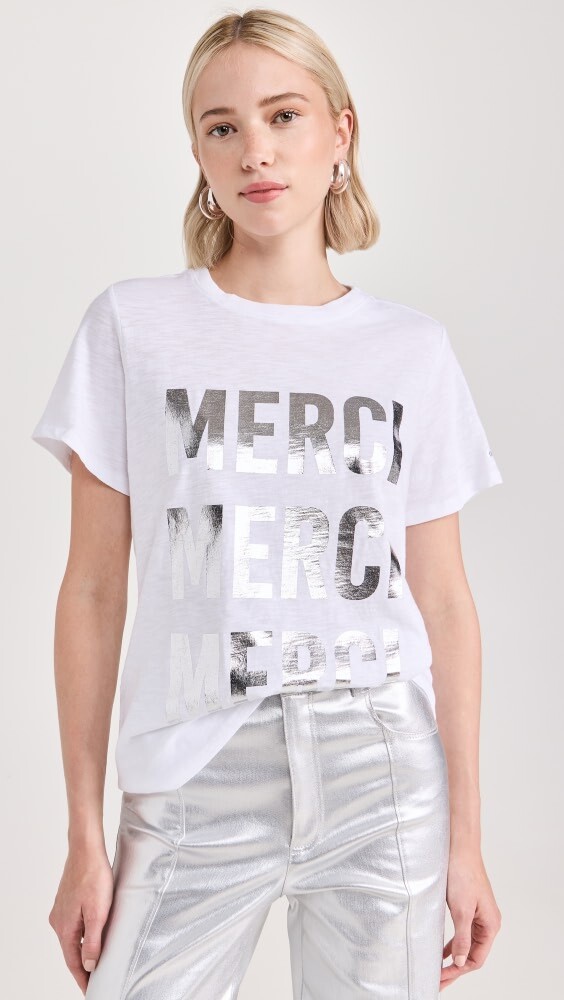 

Футболка Cinq à Sept Foiled Merci Merci Merci, белый