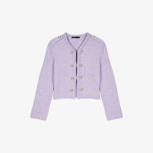 

Твидовый кардиган эластичной вязки с пуговицами Maje, цвет violets