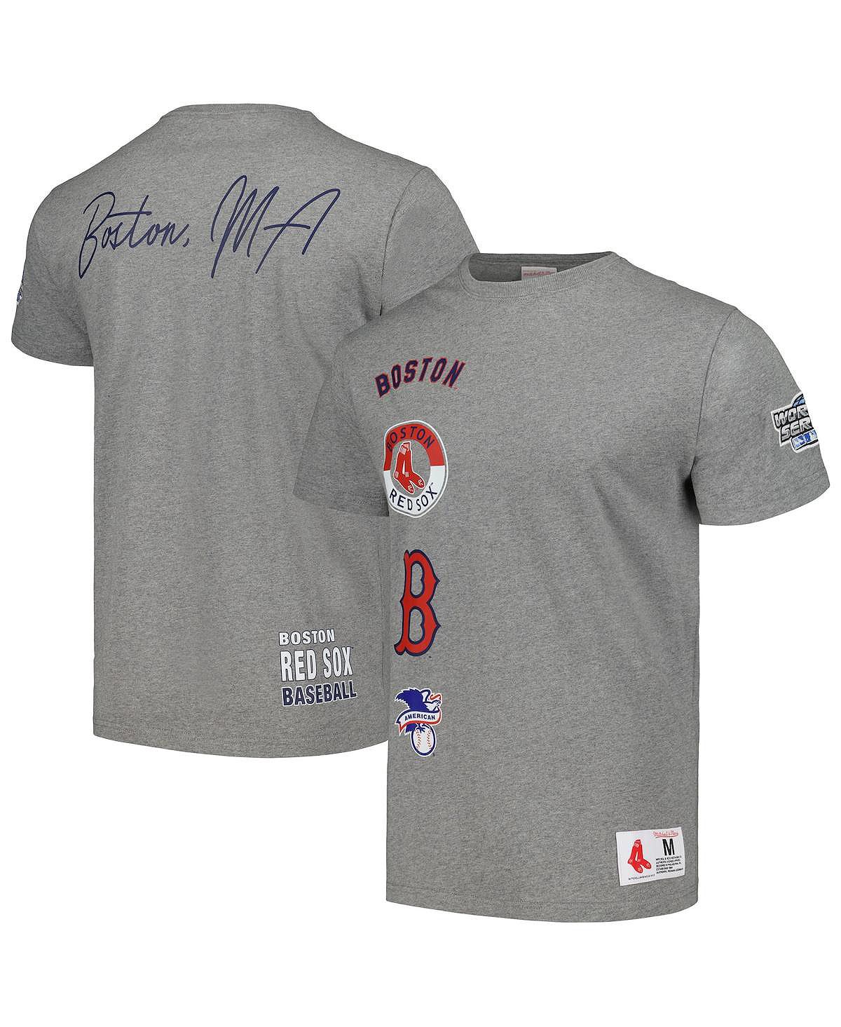 цена Мужская футболка Heather Grey Boston Red Sox Cooperstown Collection City Collection Mitchell & Ness