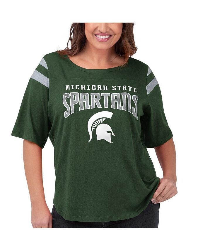 

Женская зеленая футболка с короткими рукавами Michigan State Spartans Linebacker G-III 4Her by Carl Banks, зеленый