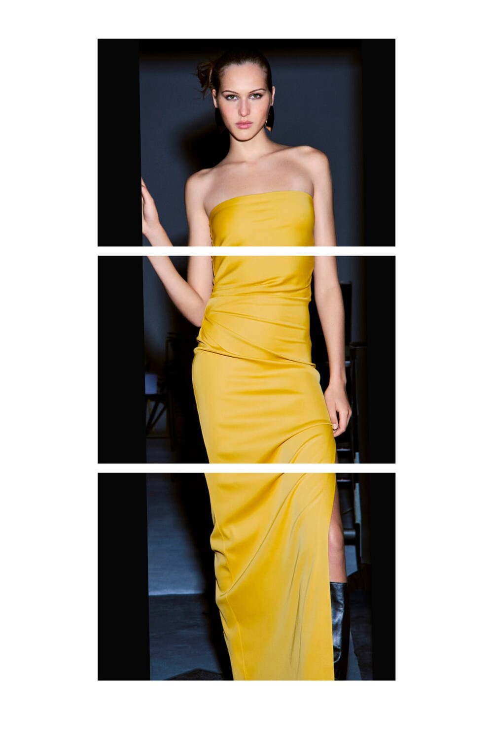 

Платье без бретелек ZARA, желтый