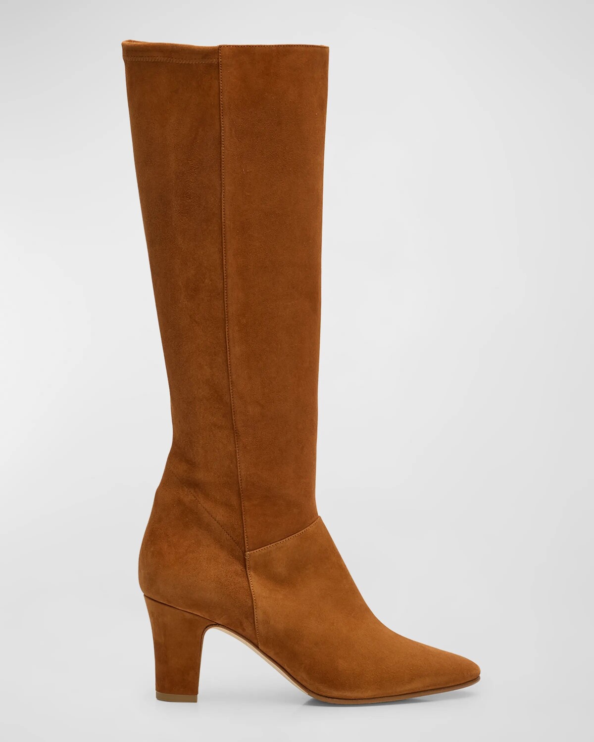 

Замшевые сапоги до колена на блочном каблуке Pitana Manolo Blahnik, цвет Medium Brown