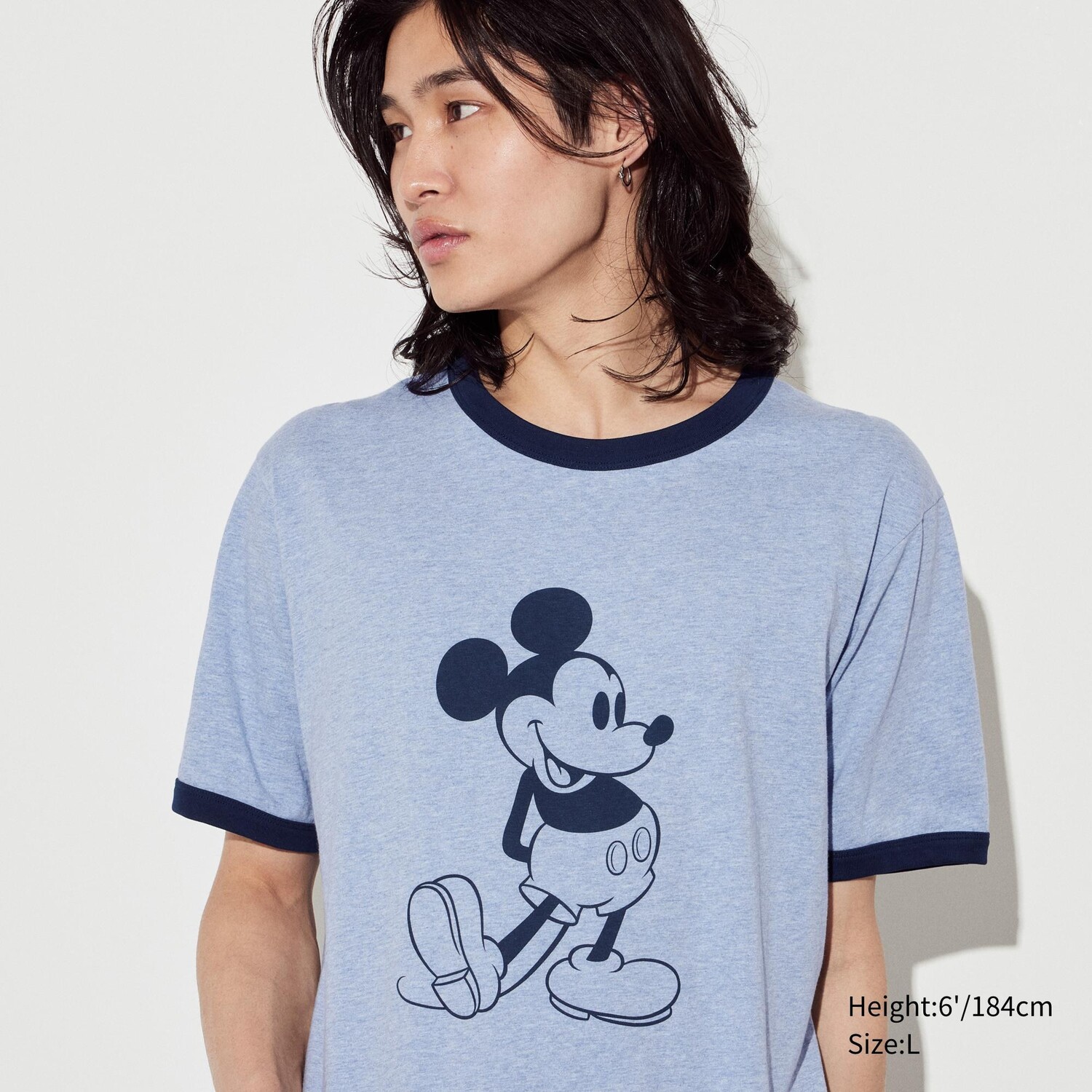 

Футболка флисовая Uniqlo Mickey Stands с рисунком, синий