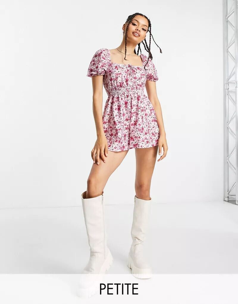 

Комбинезон с завязкой спереди Miss Selfridge Petite с цветочным принтом