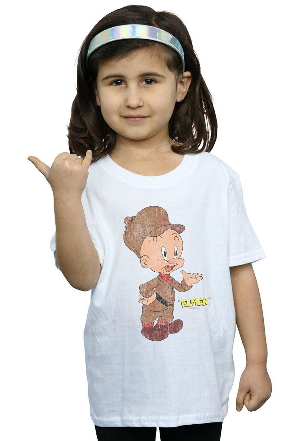 цена Хлопковая футболка Elmer Fudd с потертостями Looney Tunes, белый