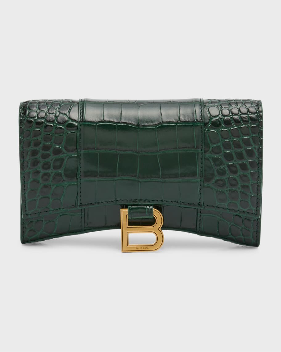 

Блестящий бумажник с цепочкой Hourglass Mock-Croc Balenciaga