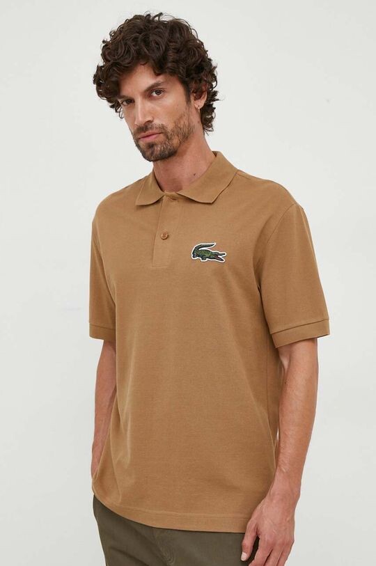 

Хлопковое поло Lacoste, бежевый