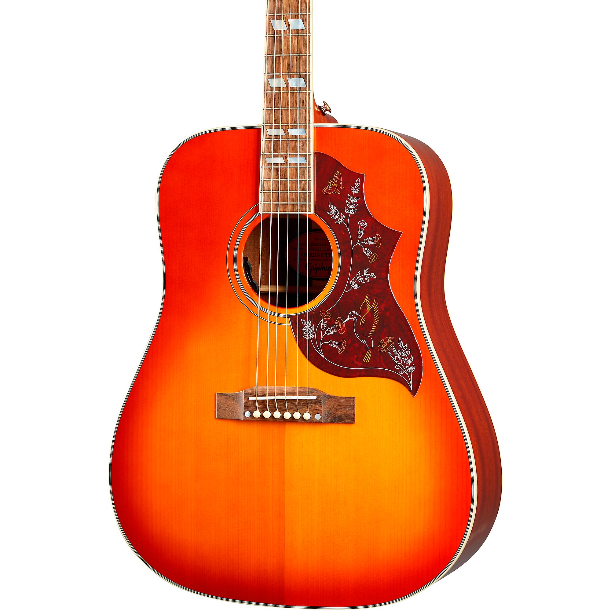Epiphone, вдохновленный акусто-электрической гитарой Gibson Hummingbird Aged Cherry Sunburst epiphone hummingbird aged cherry sunburst электроакустическая гитара цвет санбёрст