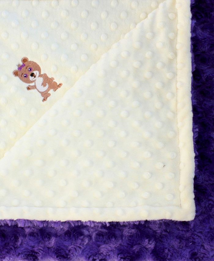 Одеяло Minky для девочки с вышитым мишкой Lil' Cub Hub, фиолетовый