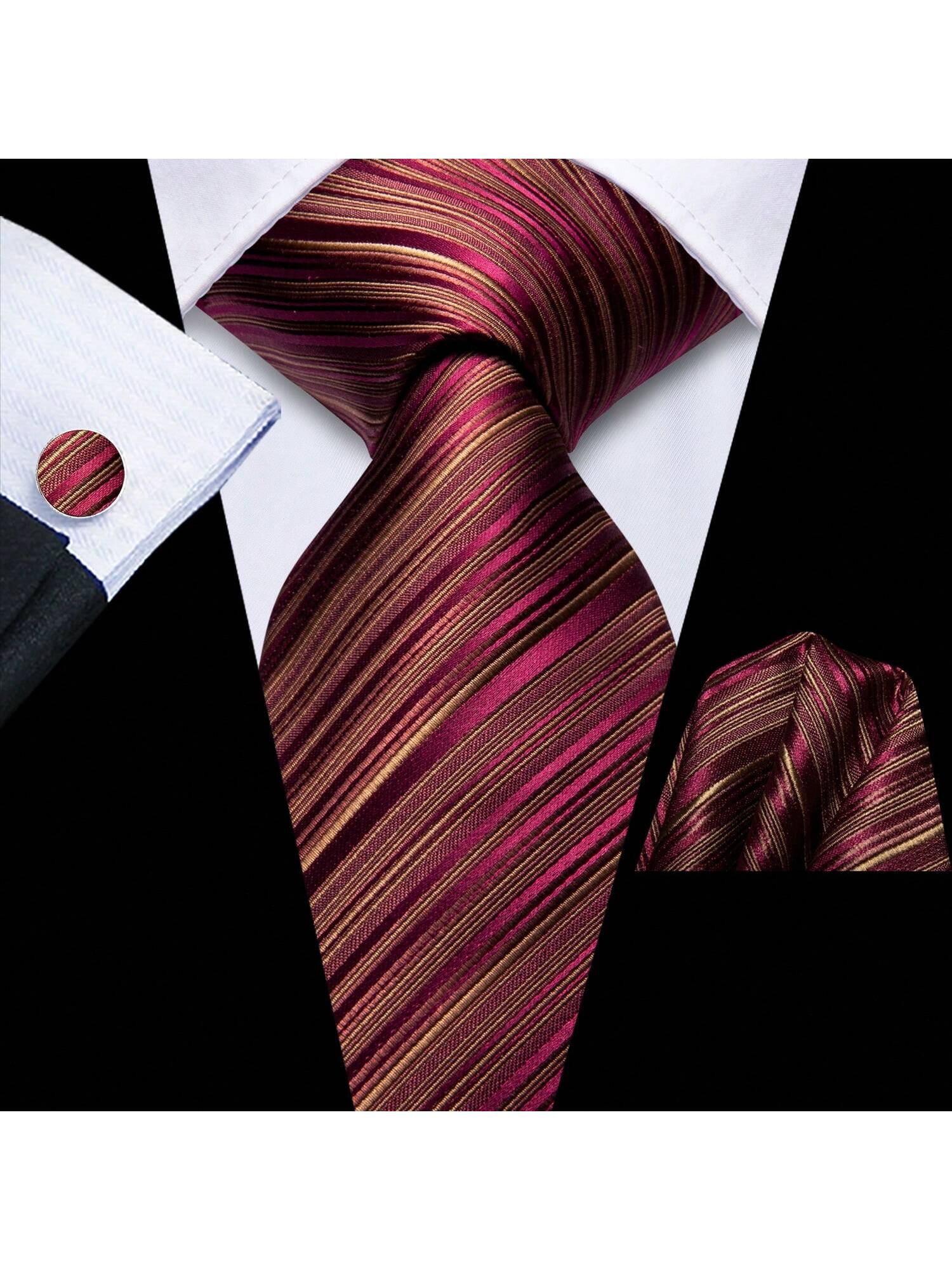 Шелковый мужской галстук Hi-Tie, бургундия