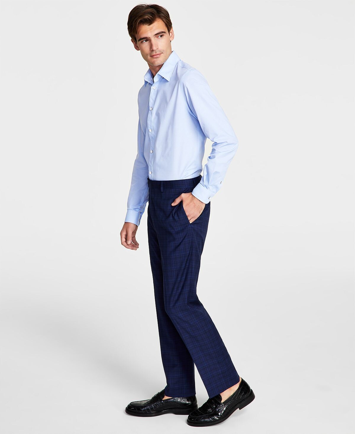 

Мужские классические брюки узкого кроя в клетку Calvin Klein