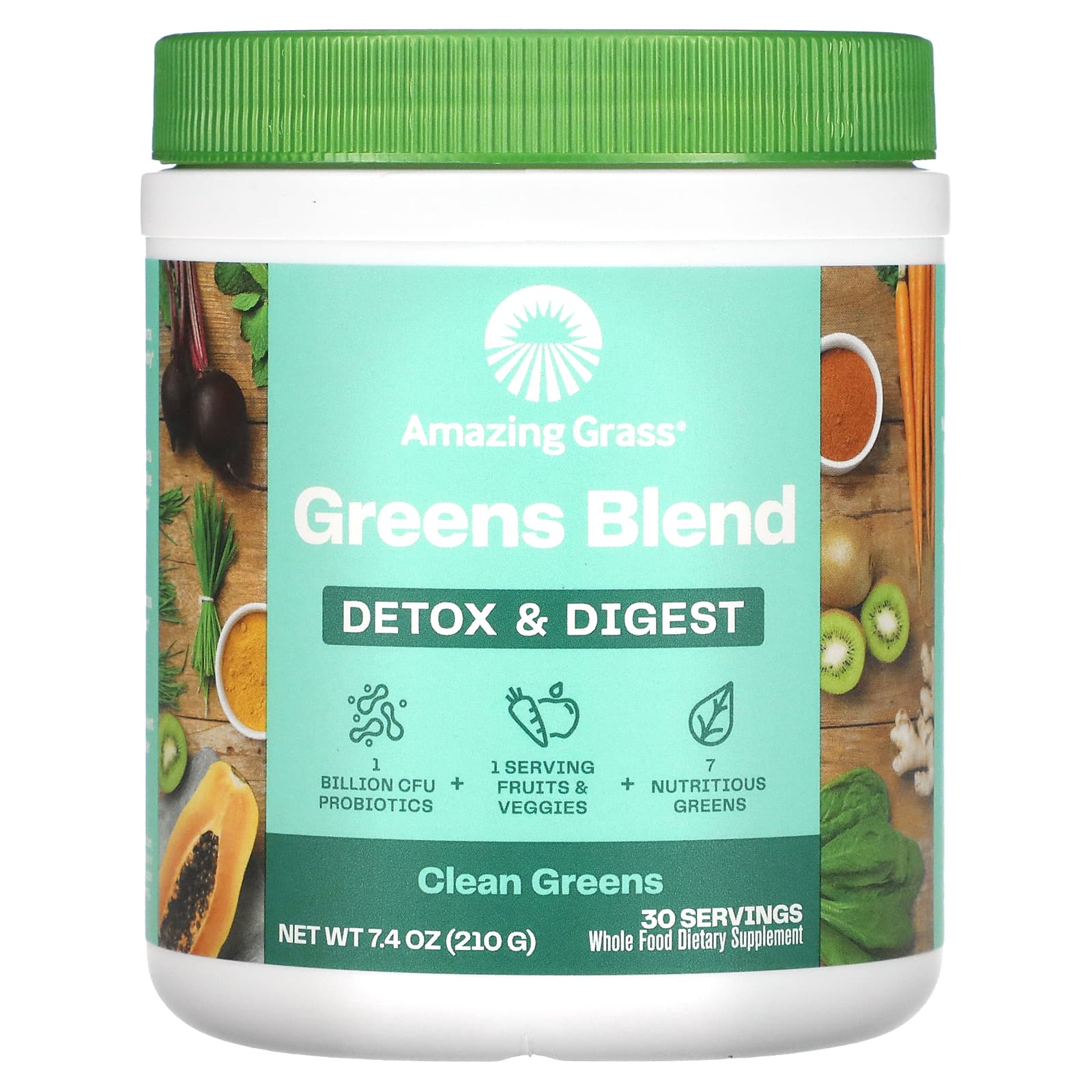 Amazing Grass Зеленая суперпища детоксикация и пищеварение 7,4 унции (210 г) amazing grass протеиновая суперпища чистая ваниль 12 унций 341 г