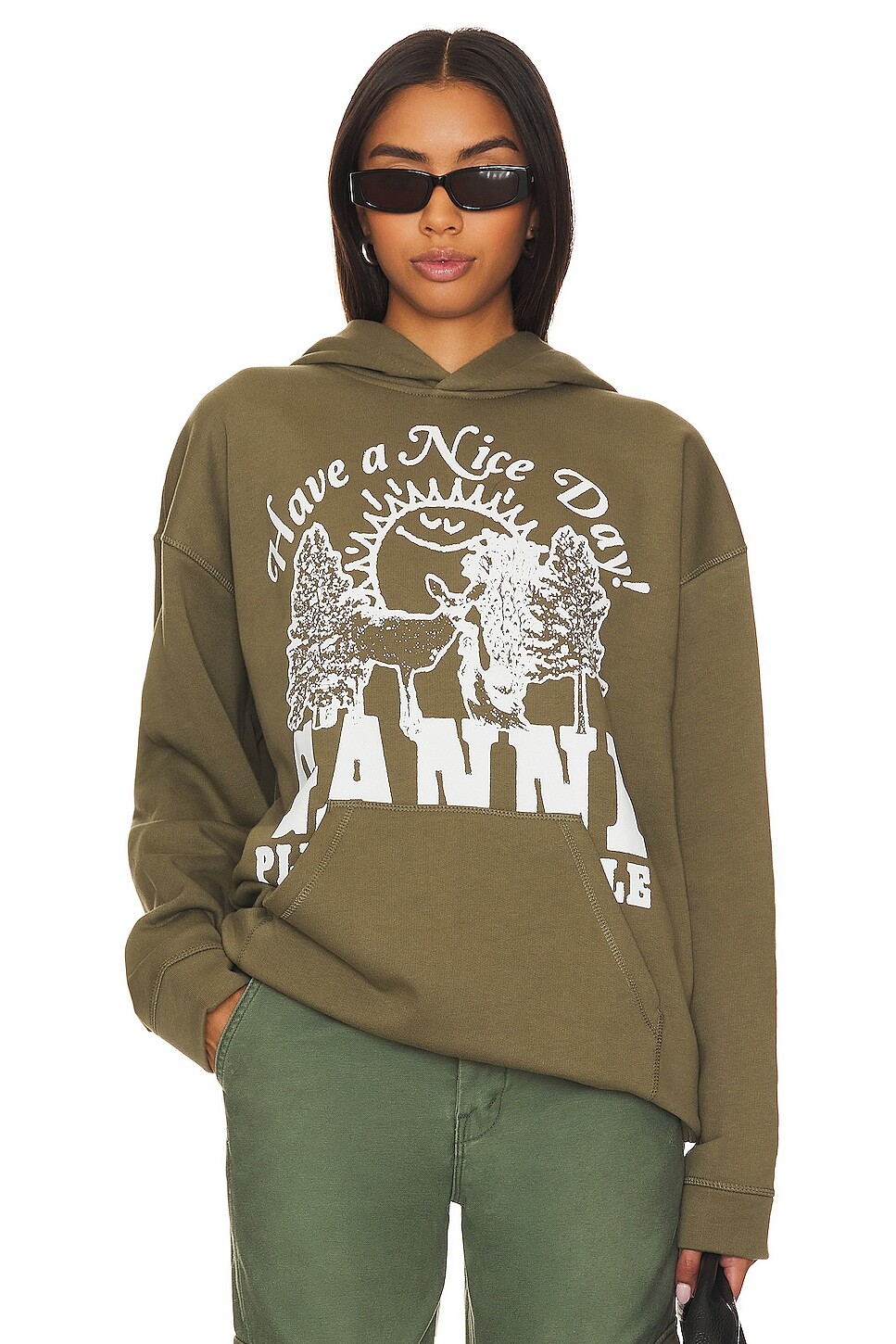 

Толстовка Ganni Isoli Animals Oversized, цвет Kalamata