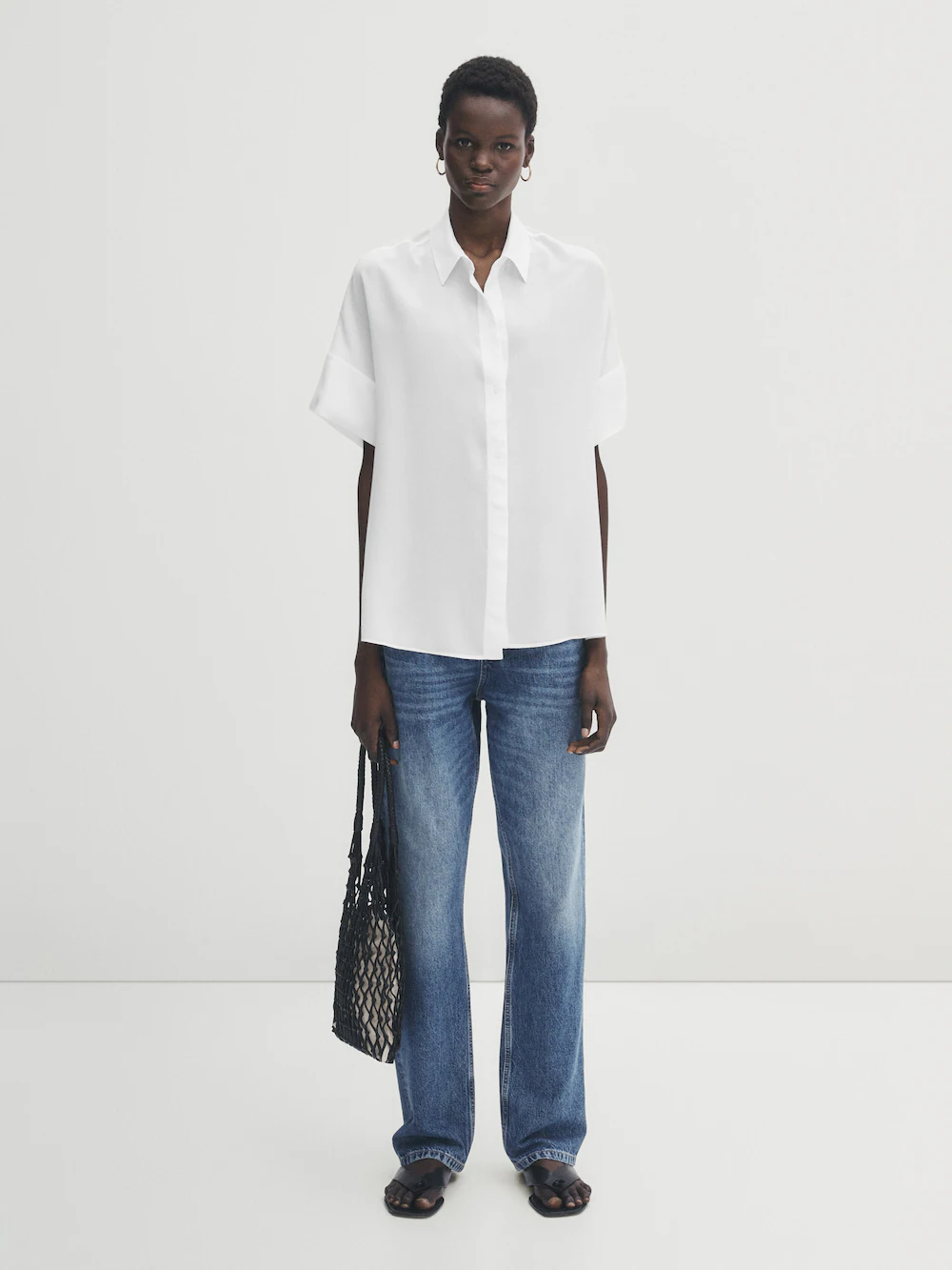

Рубашка с коротким рукавом Massimo Dutti, белый