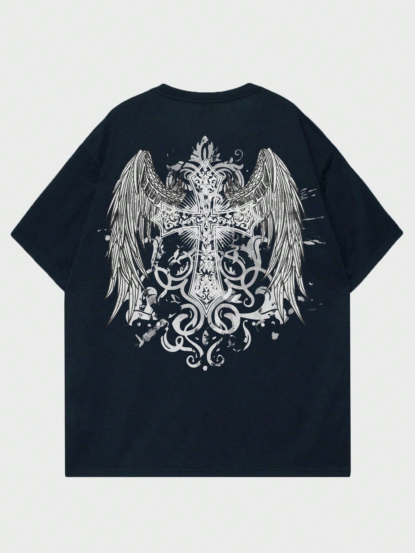 ROMWE Goth Мужская футболка с принтом снежинки и крестом для повседневной жизни, темно-синий набор крестов иерейский лист 168563