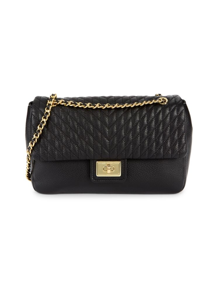

Стеганая кожаная сумка на плечо Agyness Karl Lagerfeld Paris, цвет Black Gold