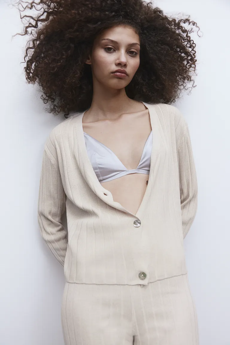 

Кардиган в рубчик H&M, бежевый