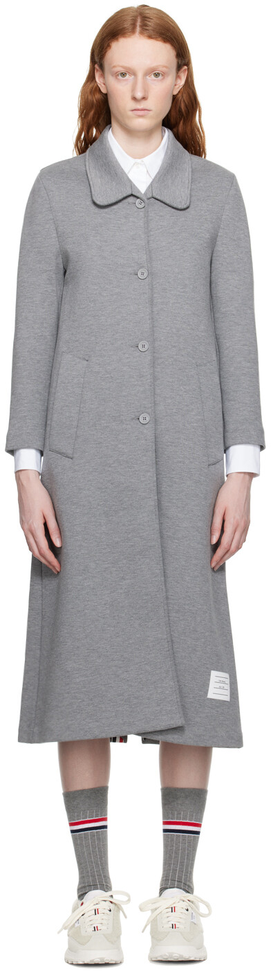 

Серое пальто с нашивками среднего размера Thom Browne, Серый