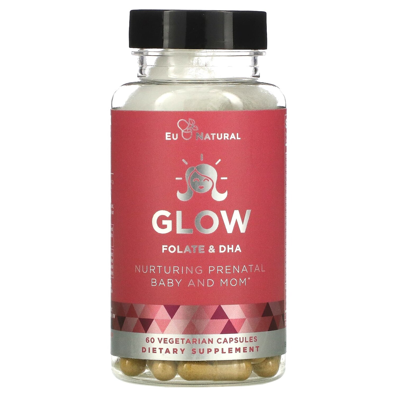 

Glow, фолат и ДГК, 60 вегетарианских капсул, Eu Natural