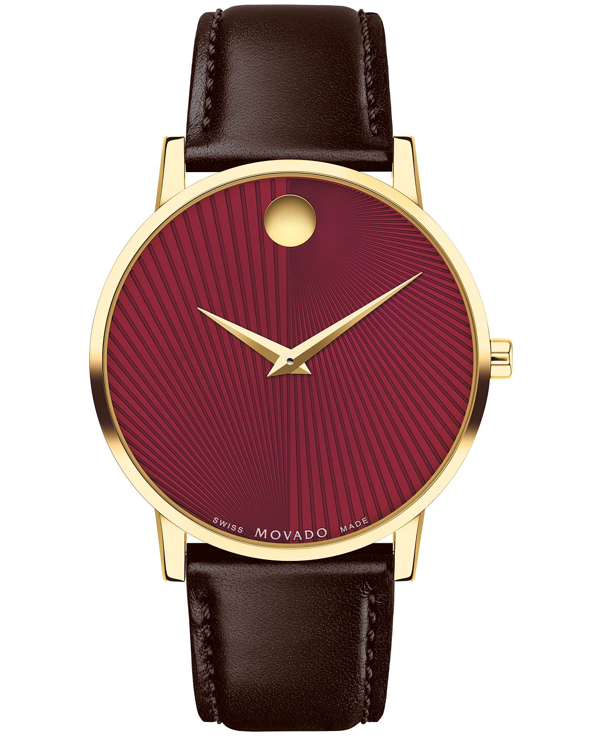 Мужские музейные классические швейцарские кварцевые коричневые кожаные часы 40 мм Movado