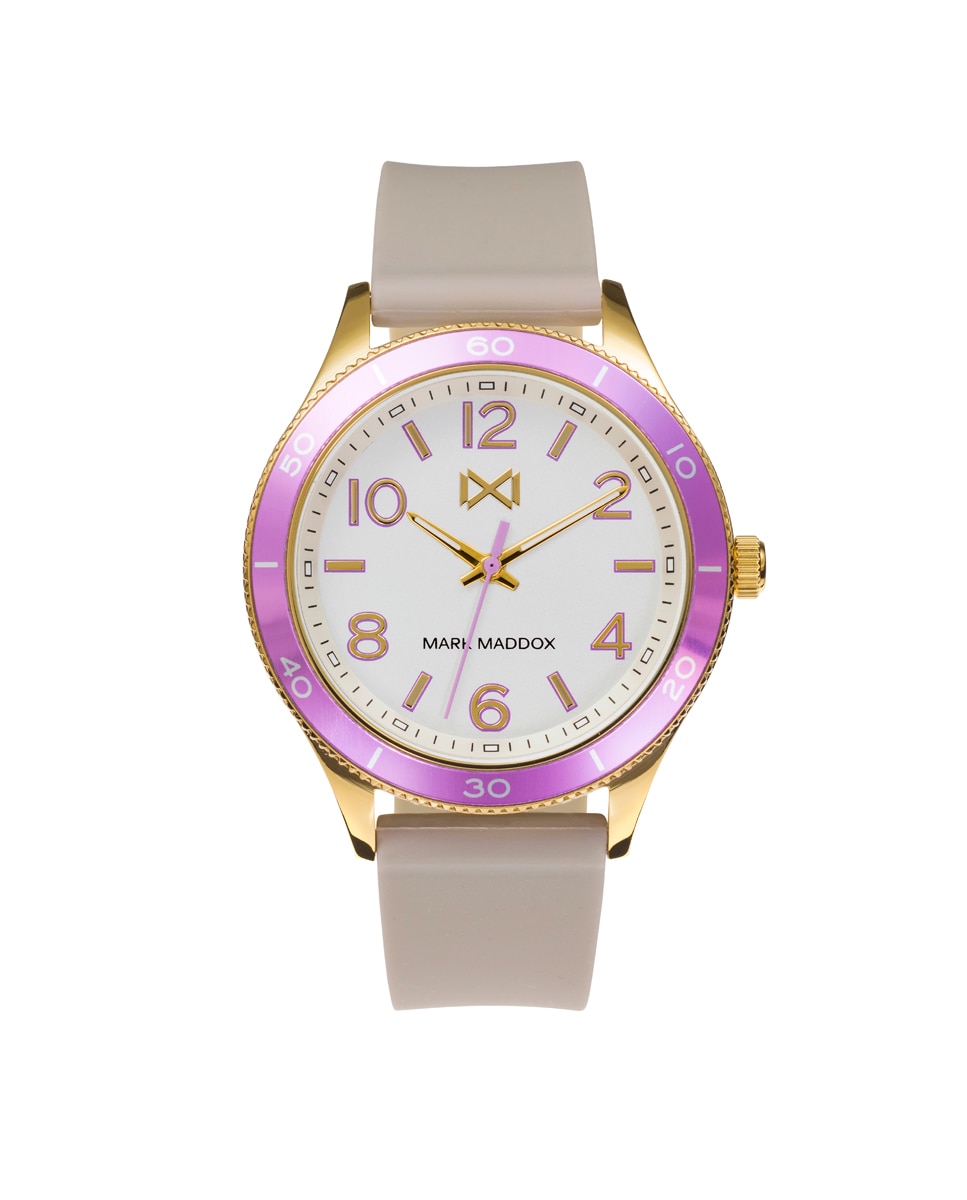 цена Женские часы Shibuya с тремя стрелками, золотое IP-сталь, алюминий и серый силиконовый ремешок Mark Maddox, серый
