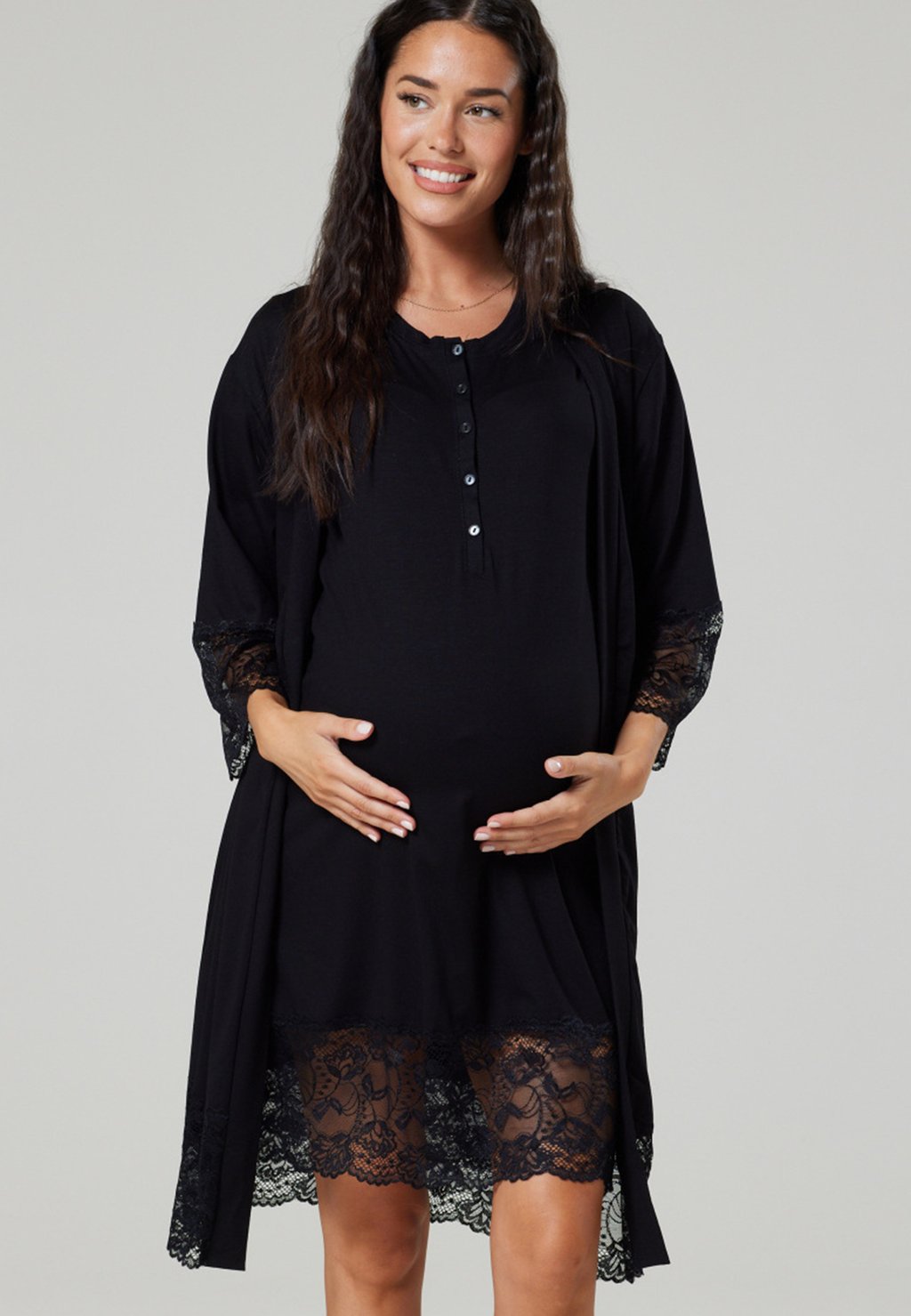 Сорочка для беременных Happy Mama, черный