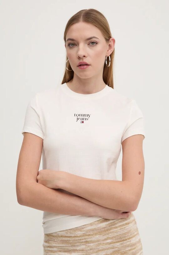 

Хлопковая футболка Tommy Jeans, бежевый