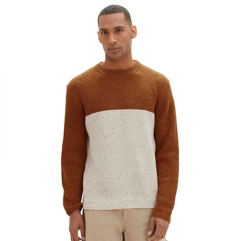 

Свитер Tom Tailor 1039672 Nep Structured Knit Crew Neck, коричневый