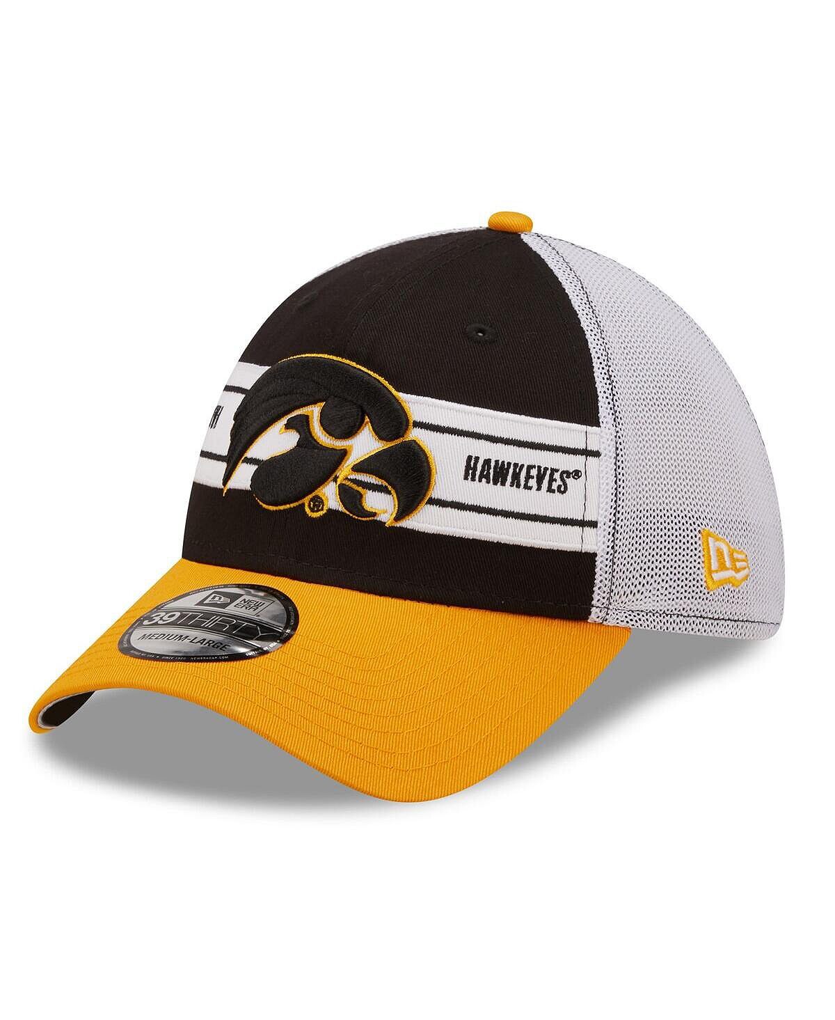 

Мужская черная, золотая гибкая шляпа Iowa Hawkeyes с полосой 39THIRTY New Era