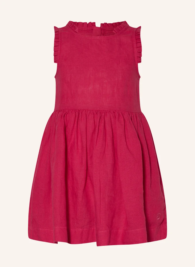 Льняное платье marilyse с рюшами Petit Bateau, фуксия цена и фото