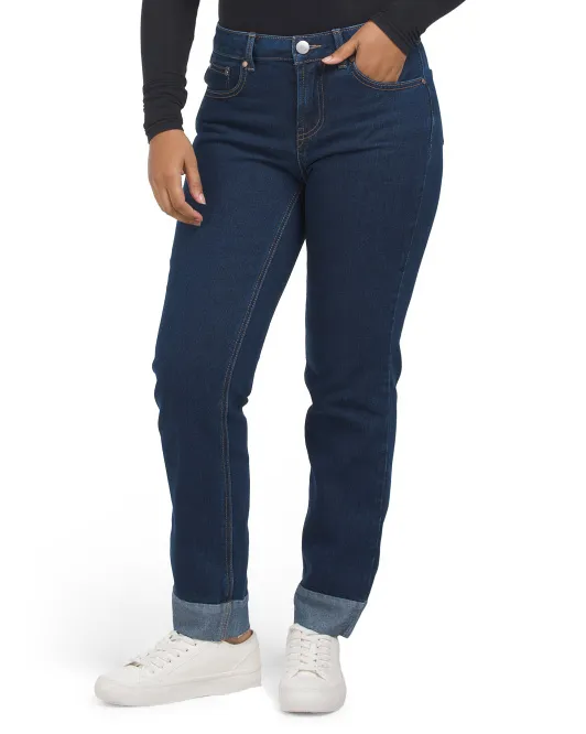 

Прямые джинсы с высокой посадкой до щиколотки и обратными манжетами 1822 Denim, цвет Dark