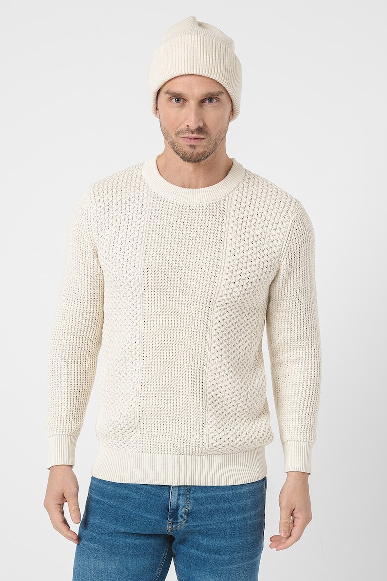 

Свитер с овальным вырезом и рельефом Esprit, белый