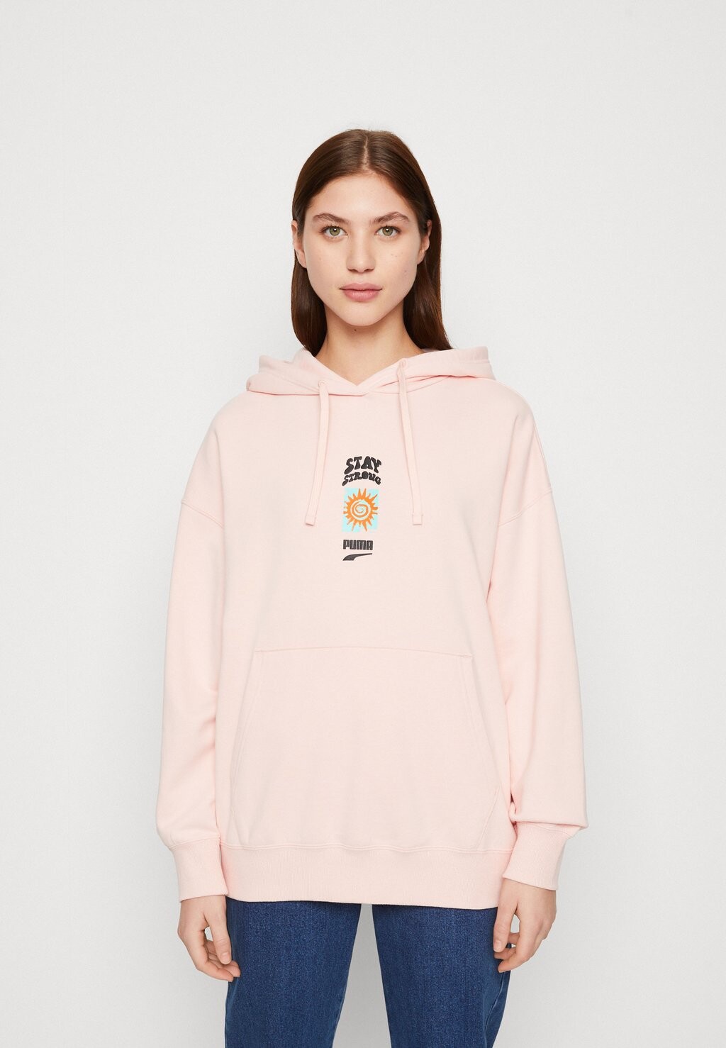 

Худи Puma Downtown Oversized Graphic, розовая пыль
