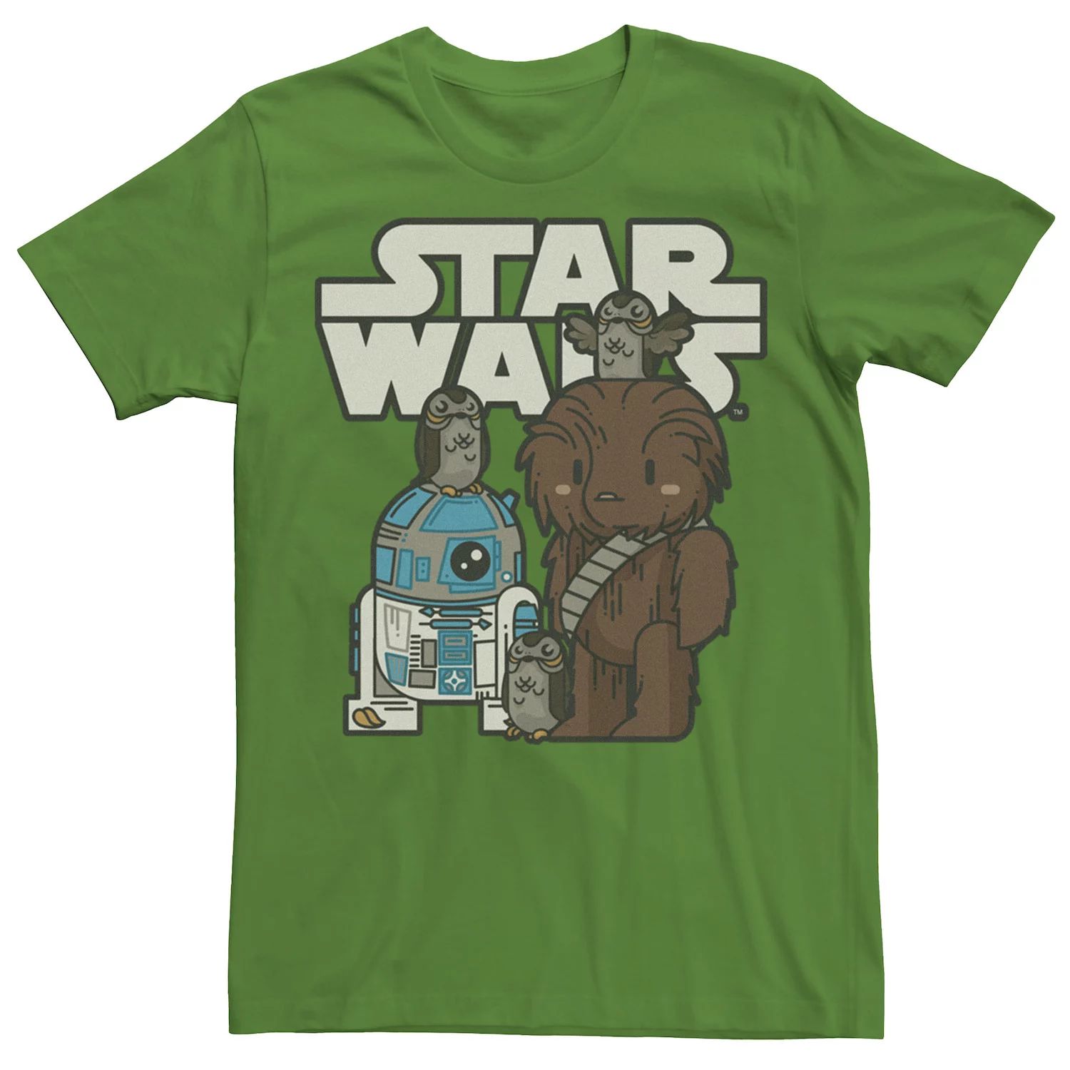 Мужская футболка с героями мультфильмов «Последние джедаи Звездных войн» R2-D2, Porgs и Chewie Cutie Marvel