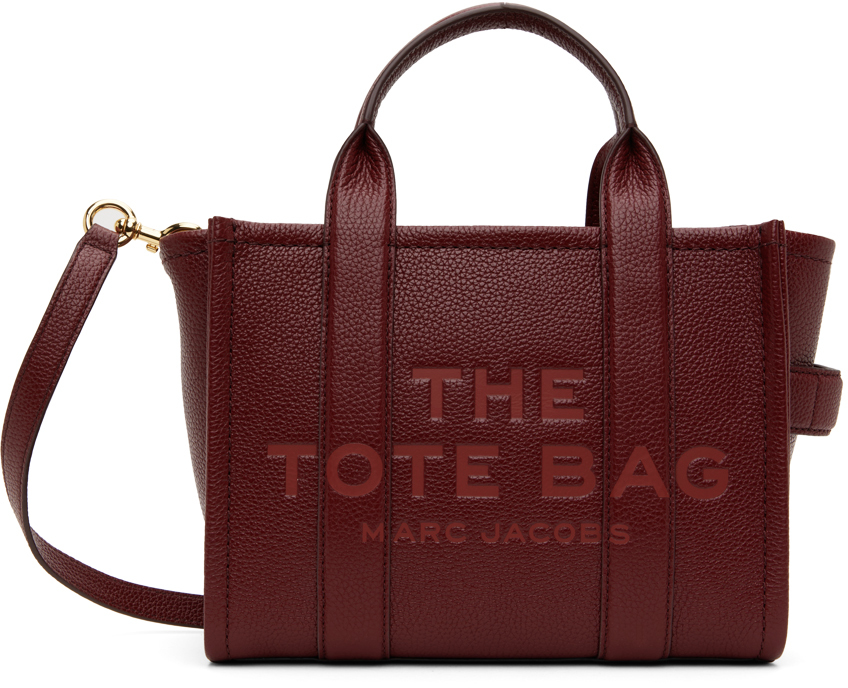 Бордовая кожаная маленькая сумка-тоут Marc Jacobs