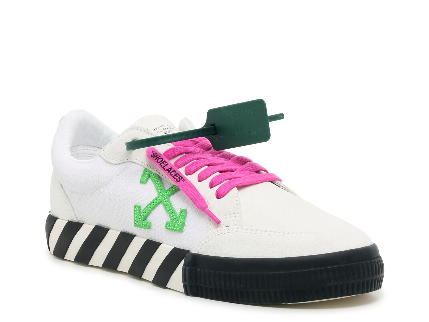 

Кроссовки мужские Off-White Low Vulcanized, белый / пурпурно-красный / лаймовый