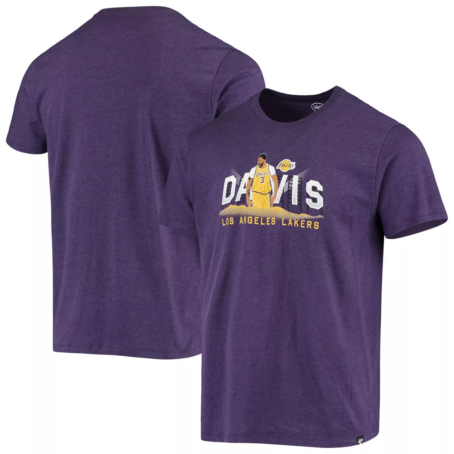 Мужская фиолетовая футболка с рисунком игрока Anthony Davis Los Angeles Lakers