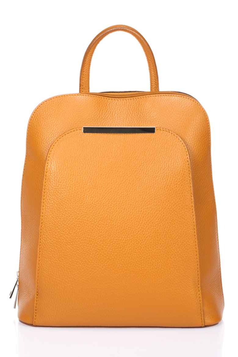 Кожаный рюкзак с внешним карманом Massimo Castelli, оранжевый