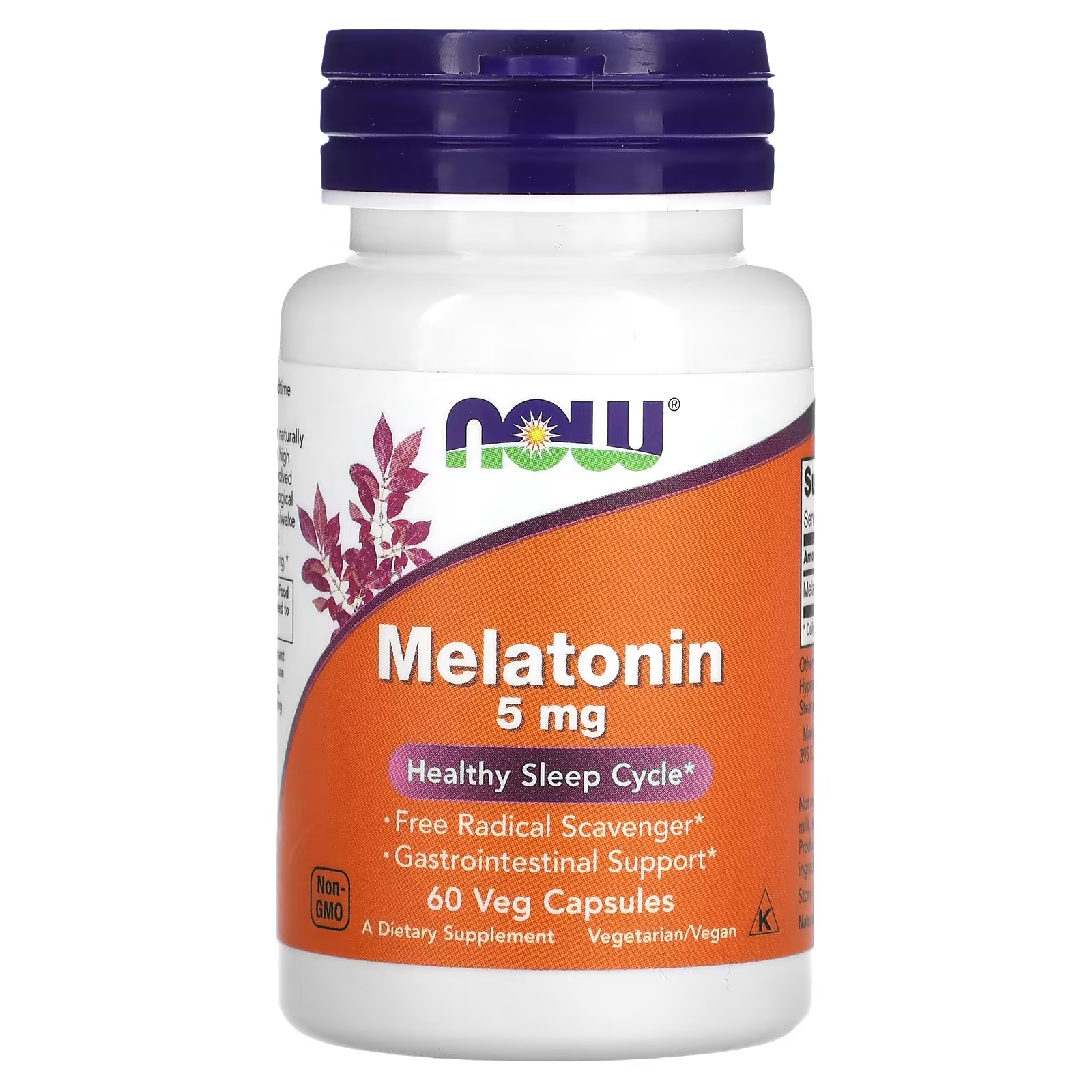 NOW Foods Мелатонин 5 мг 60 растительных капсул now foods мелатонин 5 мг 60 растительных капсул