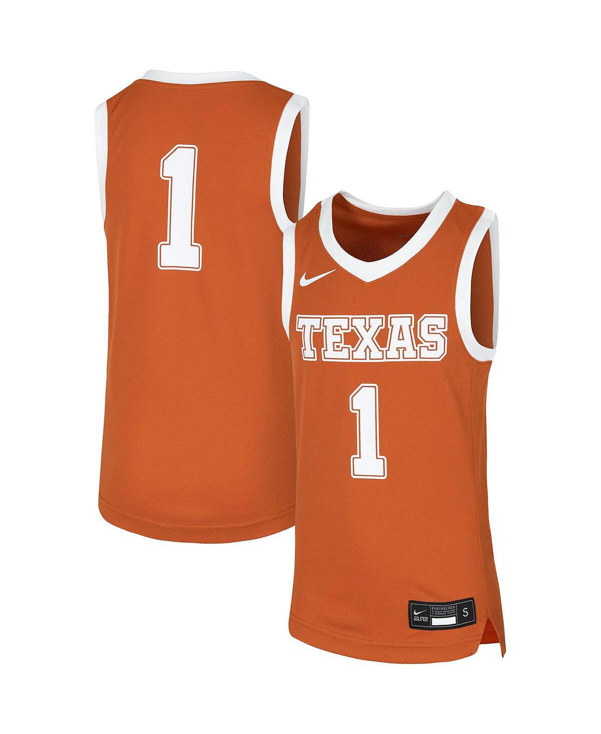 Реплика баскетбольной команды Big Boys #1 Orange Texas Longhorns Nike