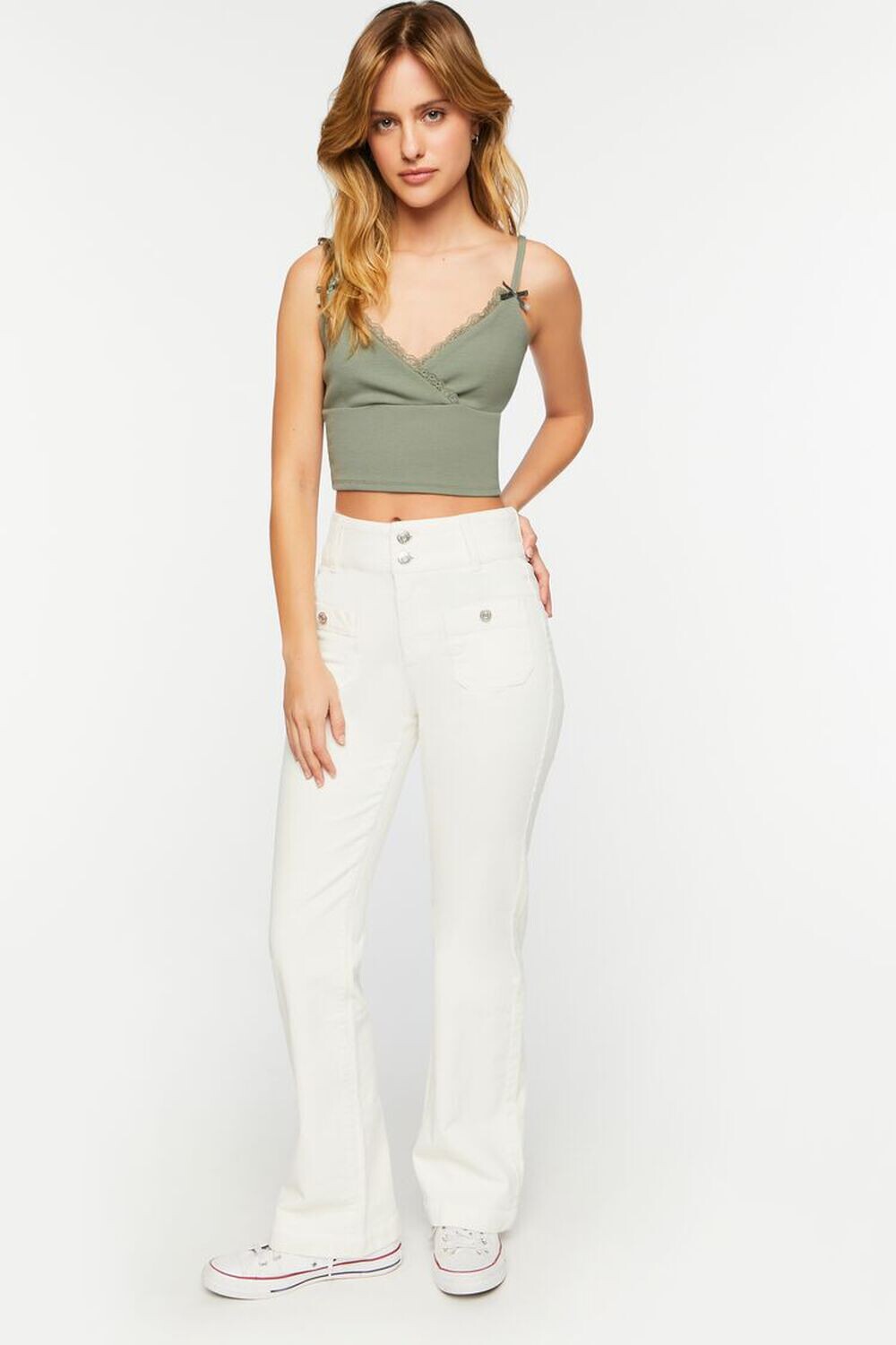 

Вельветовые брюки-клеш Forever 21, ванилла