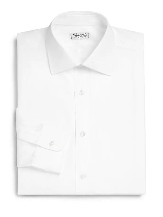 цена Хлопковая классическая рубашка обычного кроя с длинными рукавами Charvet, белый