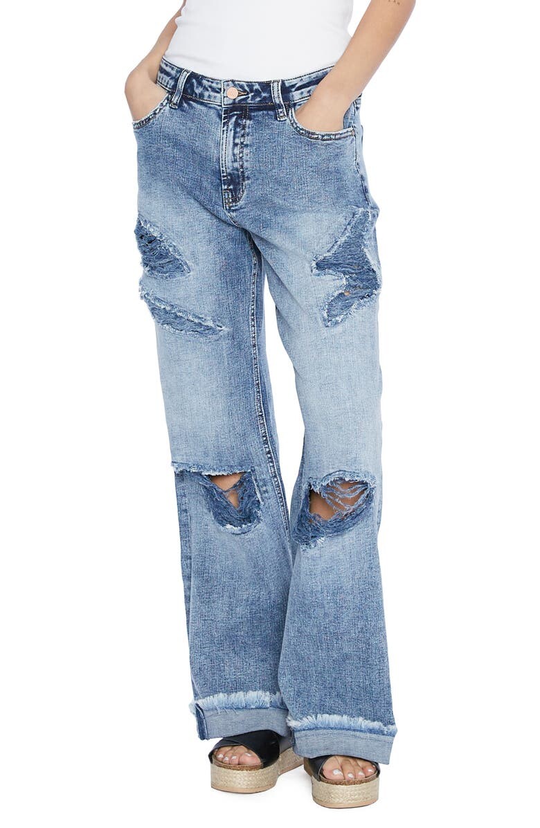 

Растрепанные джинсы прямого кроя свободного кроя WASH LAB DENIM
