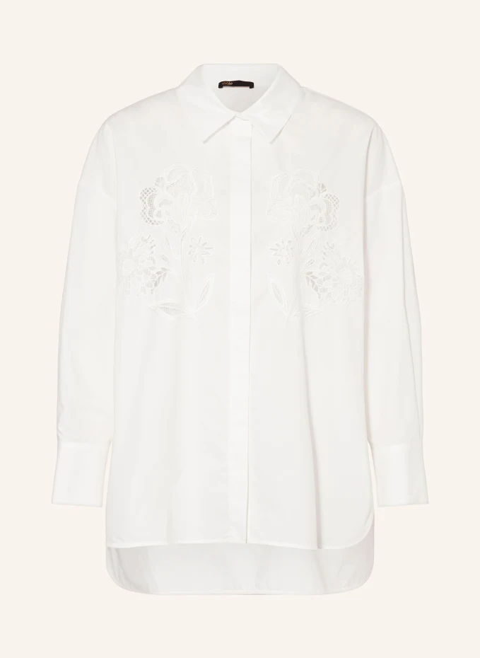 Блузка-рубашка с кружевом на люверсах Maje, белый