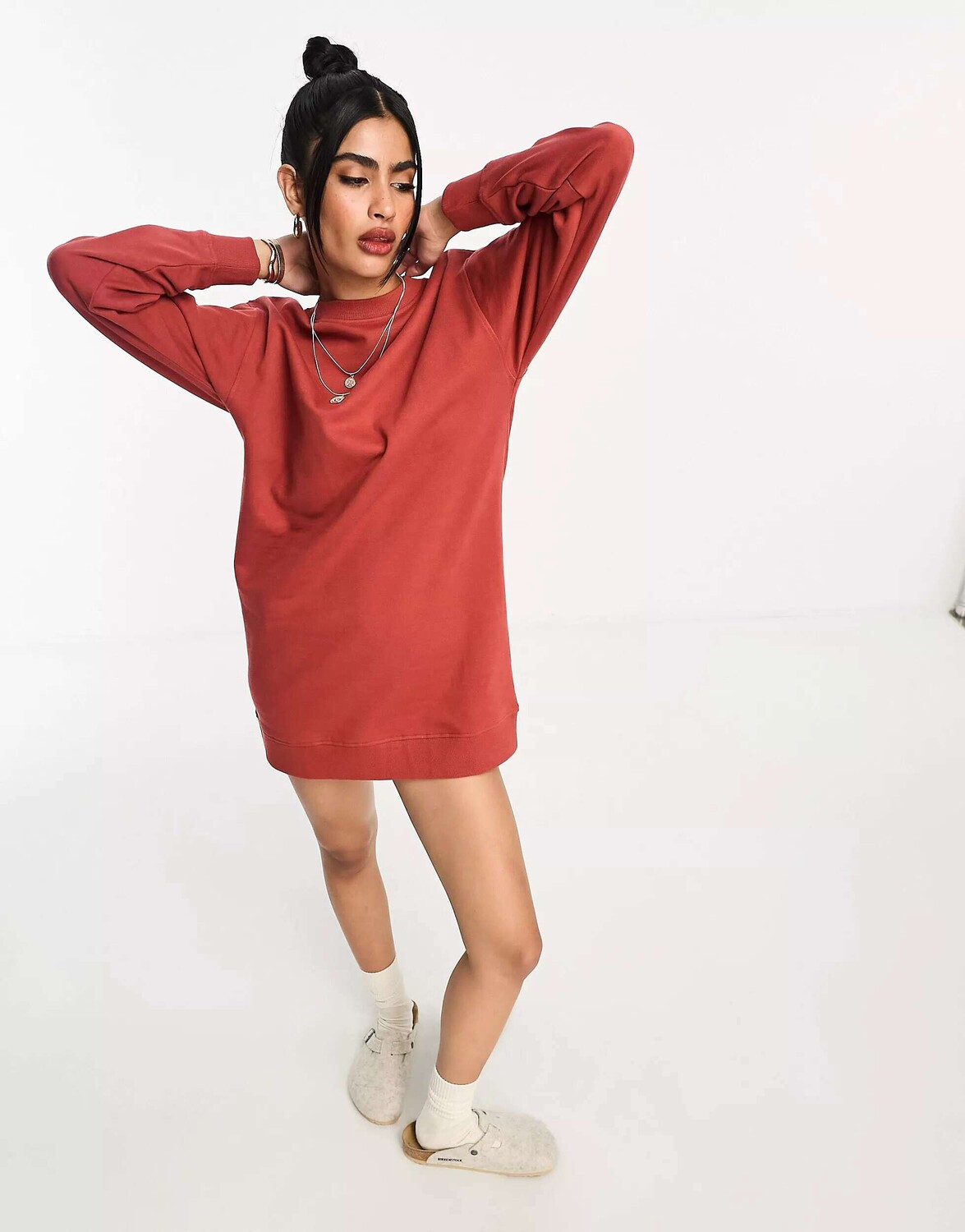 

Ржавое платье-толстовка оверсайз мини ASOS