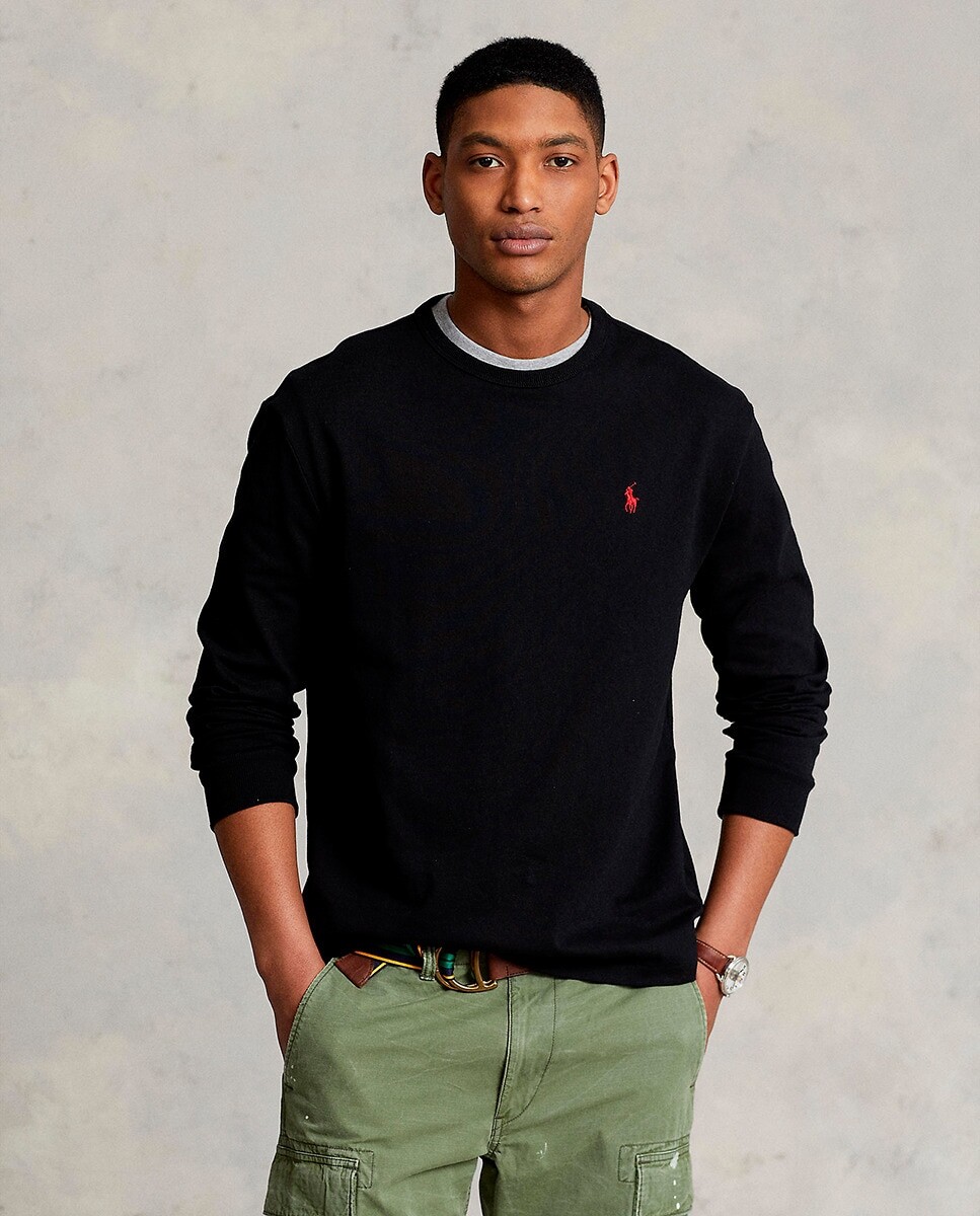 

Хлопковая мужская футболка с длинным рукавом Polo Denim Ralph Lauren, черный