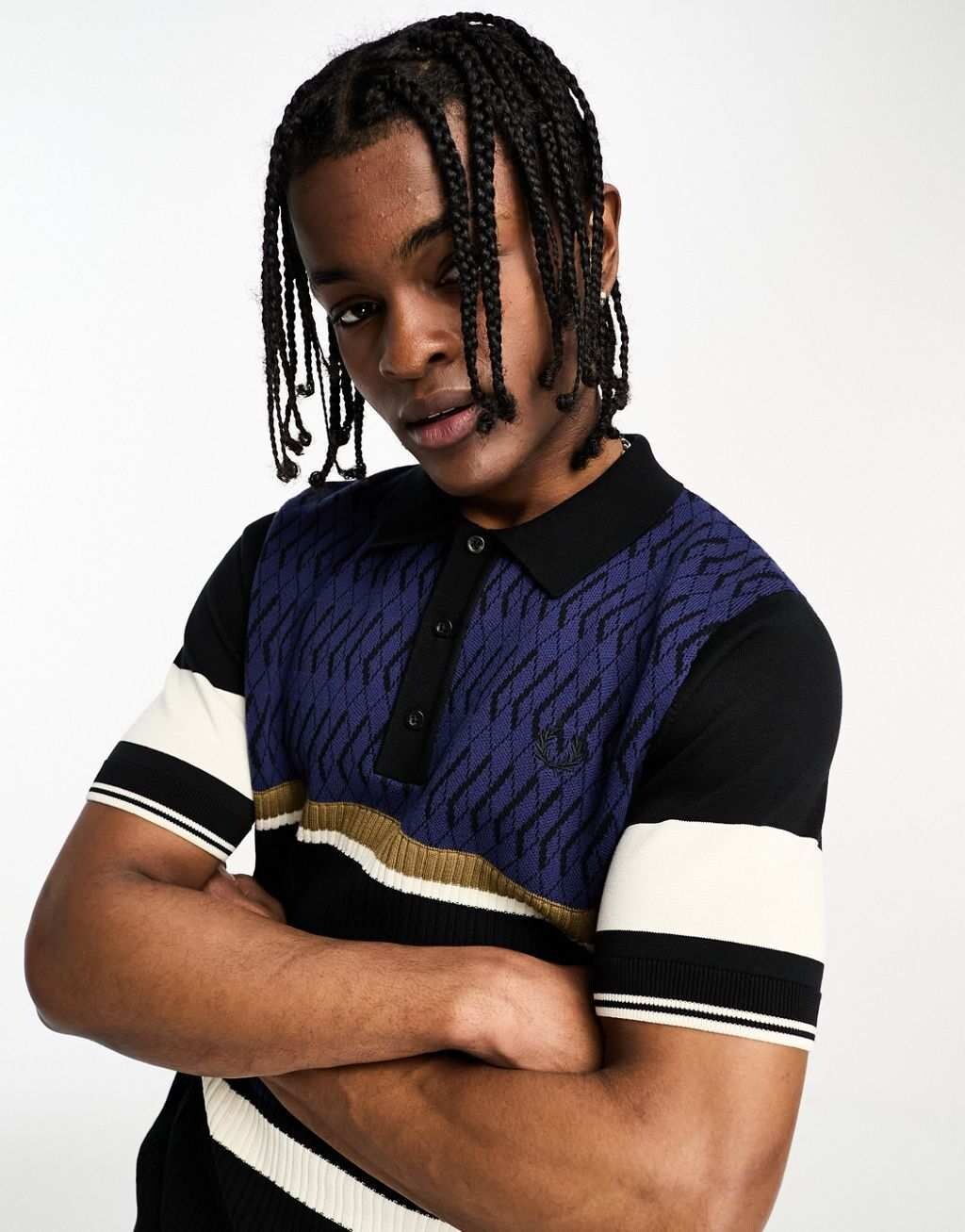 

Темно-синяя рубашка с узором аргайл Fred Perry