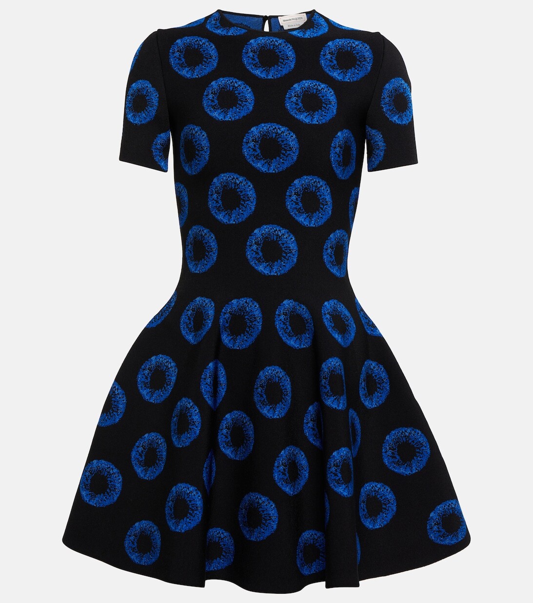 

Мини-платье из крепа с принтом ALEXANDER MCQUEEN, синий