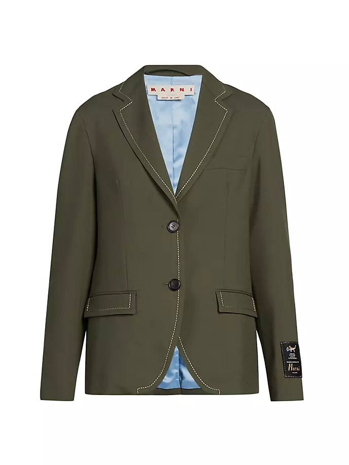 

Однобортный шерстяной пиджак Marni, цвет forest